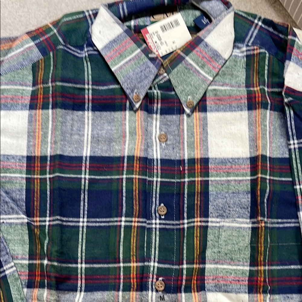 Casual Green and Blue Plaid Button Down Shirt